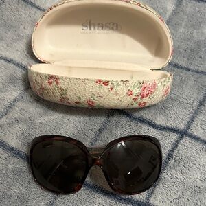 Shasa Brown Sunglasses with Floral Case